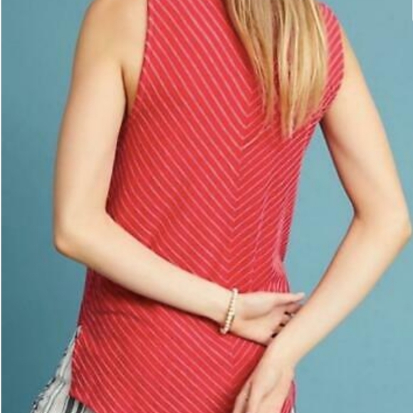 Anthropologie t.la Effervescent Tank Top Size XS Red White Striped Tie Front - Picture 6 of 12